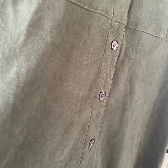 Herman Geist Dress Olive Green Size 8 Full Button Front Long Sleeve Dress - Picture 3 of 5